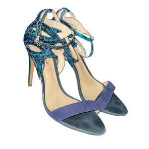 Alexandre Birman Python Ankle-Cutout Sandal Stiletto Heels Size: 9.5 Blue